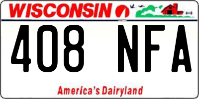 WI license plate 408NFA