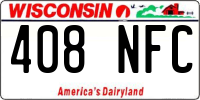 WI license plate 408NFC