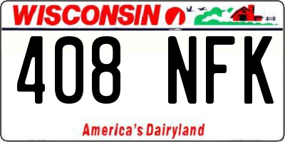 WI license plate 408NFK