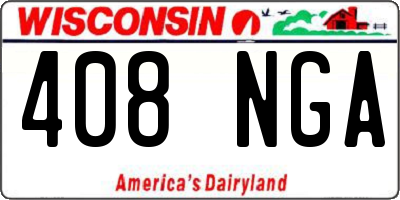WI license plate 408NGA