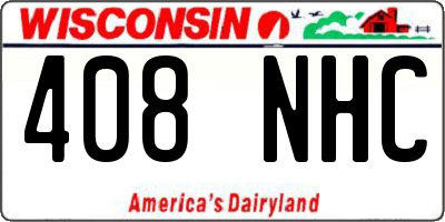WI license plate 408NHC
