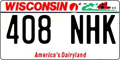 WI license plate 408NHK