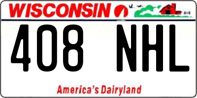 WI license plate 408NHL