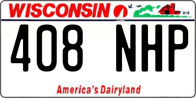 WI license plate 408NHP