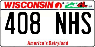 WI license plate 408NHS