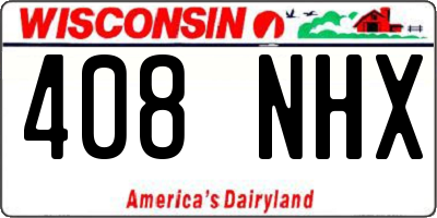 WI license plate 408NHX