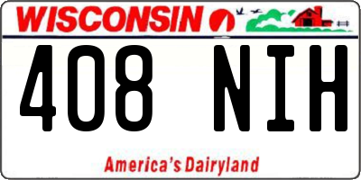 WI license plate 408NIH