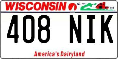 WI license plate 408NIK