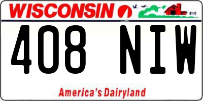 WI license plate 408NIW