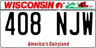 WI license plate 408NJW