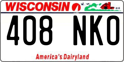 WI license plate 408NKO