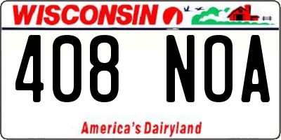 WI license plate 408NOA