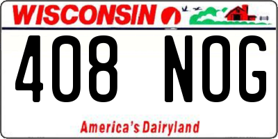 WI license plate 408NOG