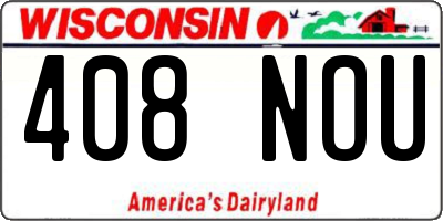 WI license plate 408NOU