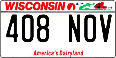 WI license plate 408NOV