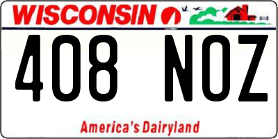 WI license plate 408NOZ