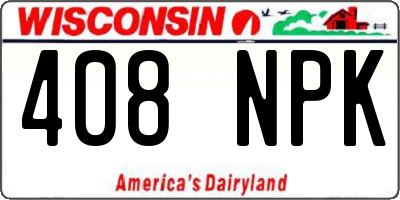 WI license plate 408NPK