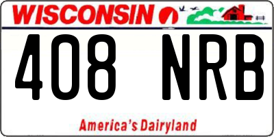 WI license plate 408NRB