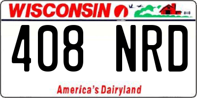 WI license plate 408NRD