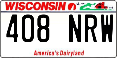 WI license plate 408NRW