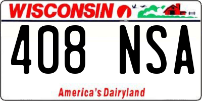 WI license plate 408NSA