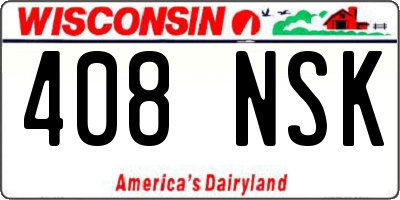 WI license plate 408NSK