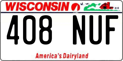 WI license plate 408NUF