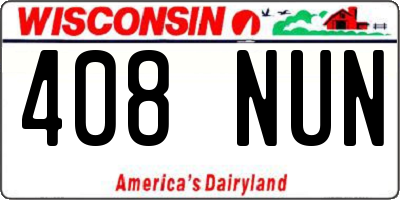WI license plate 408NUN