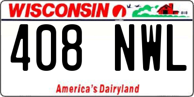 WI license plate 408NWL