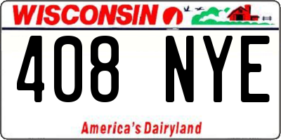 WI license plate 408NYE