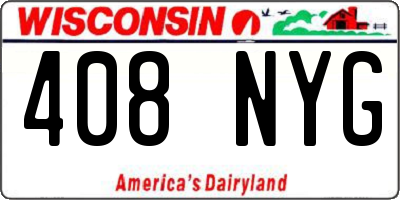 WI license plate 408NYG