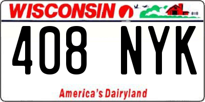 WI license plate 408NYK