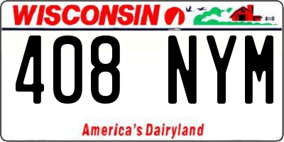 WI license plate 408NYM