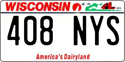 WI license plate 408NYS