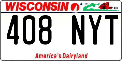 WI license plate 408NYT