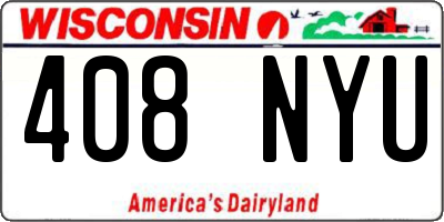 WI license plate 408NYU
