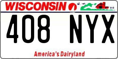 WI license plate 408NYX