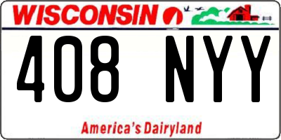 WI license plate 408NYY