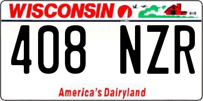 WI license plate 408NZR