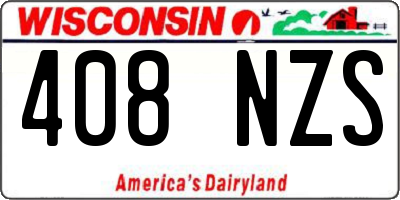 WI license plate 408NZS