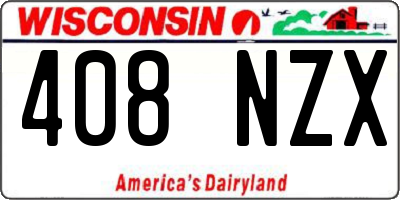 WI license plate 408NZX