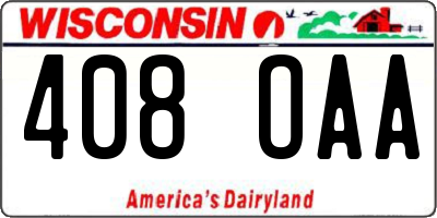 WI license plate 408OAA