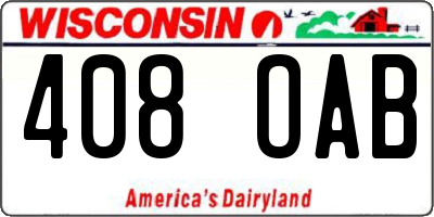 WI license plate 408OAB