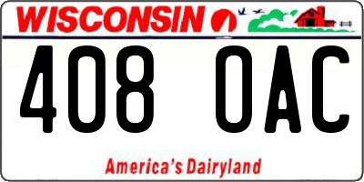 WI license plate 408OAC