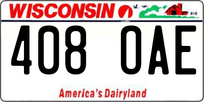 WI license plate 408OAE