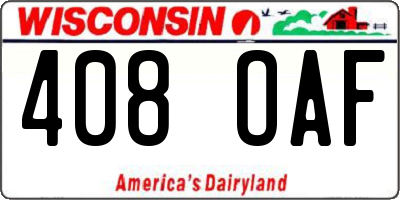 WI license plate 408OAF