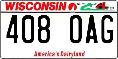 WI license plate 408OAG