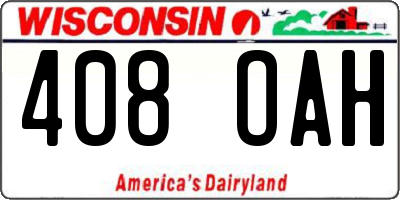 WI license plate 408OAH