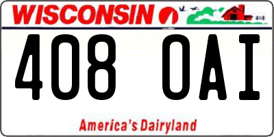 WI license plate 408OAI