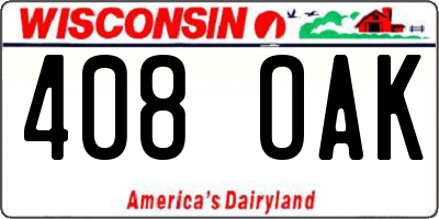 WI license plate 408OAK